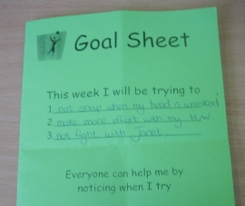 A solution focused approach can be applied to behavioural and academic targets.