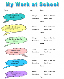 The My Work at School questionnaire is one of the monitoring and evaluation tools used with students in receipt of Level 3 support.
