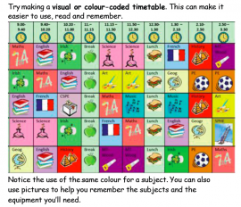 Visual timetables can support the development of organisational skills needed at second-level.