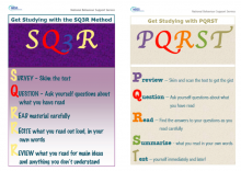 PQRST and SQ3R study method can support students to focus on key information when studying from textbooks and notes.