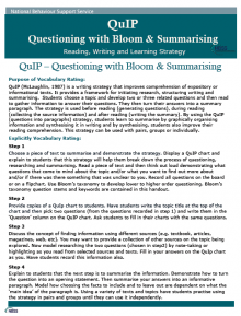 Use the QUip strategy to develop questioning and summarising skills. Check out the 'Publications' section for lots more strategies to enhance teaching and learning.